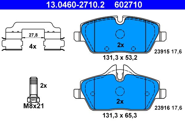 ATE 13.0460-2710.2 Brake Pad Set, disc brake