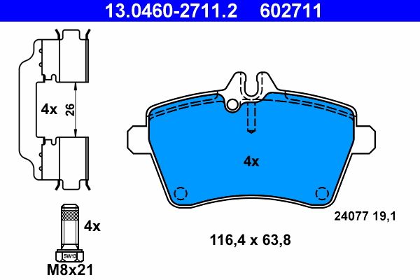 ATE 13.0460-2711.2 Brake Pad Set, disc brake