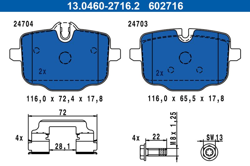 ATE 13.0460-2716.2 Brake Pad Set, disc brake