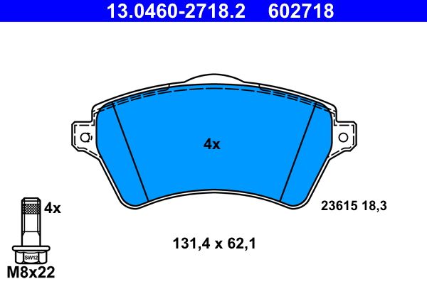 ATE 13.0460-2718.2 Brake Pad Set, disc brake