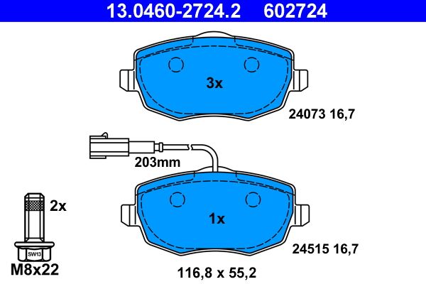 ATE 13.0460-2724.2 Brake Pad Set, disc brake