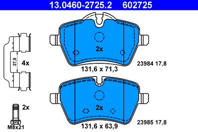 Brake Pad Set, disc brake ATE 13.0460-2725.2