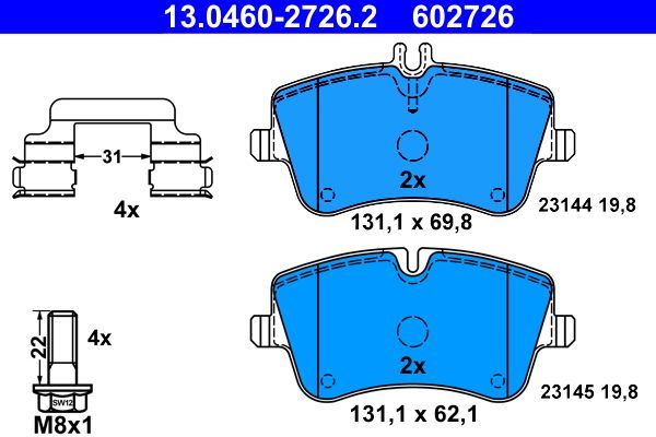 ATE 13.0460-2726.2 Brake Pad Set, disc brake