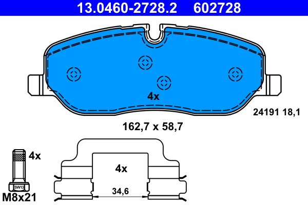 ATE 13.0460-2728.2 Brake Pad Set, disc brake
