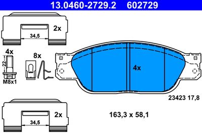 Brake Pad Set, disc brake ATE 13.0460-2729.2