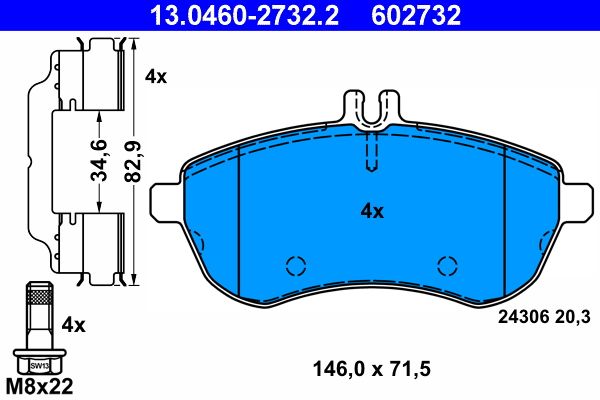 ATE 13.0460-2732.2 Brake Pad Set, disc brake