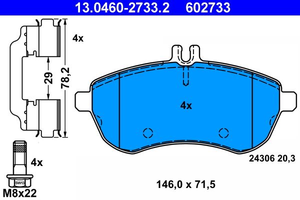 ATE 13.0460-2733.2 Brake Pad Set, disc brake