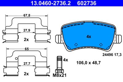 Brake Pad Set, disc brake ATE 13.0460-2736.2