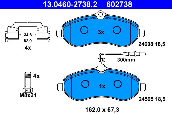 ATE 13.0460-2738.2 Brake Pad Set, disc brake