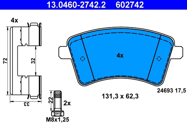 ATE 13.0460-2742.2 Brake Pad Set, disc brake