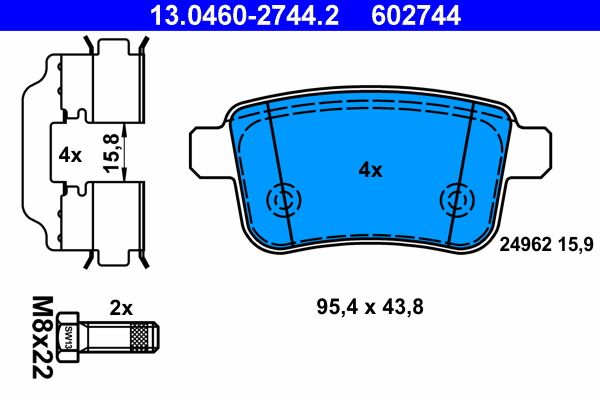 ATE 13.0460-2744.2 Brake Pad Set, disc brake