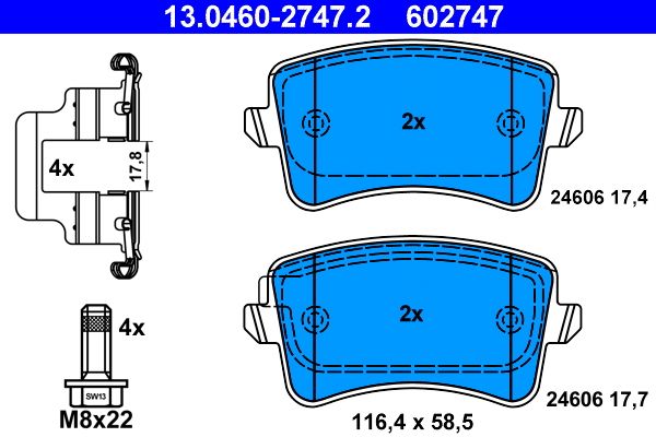 ATE 13.0460-2747.2 Brake Pad Set, disc brake