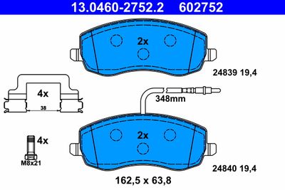 Brake Pad Set, disc brake ATE 13.0460-2752.2