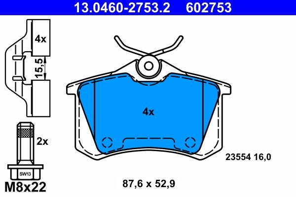 ATE 13.0460-2753.2 Brake Pad Set, disc brake