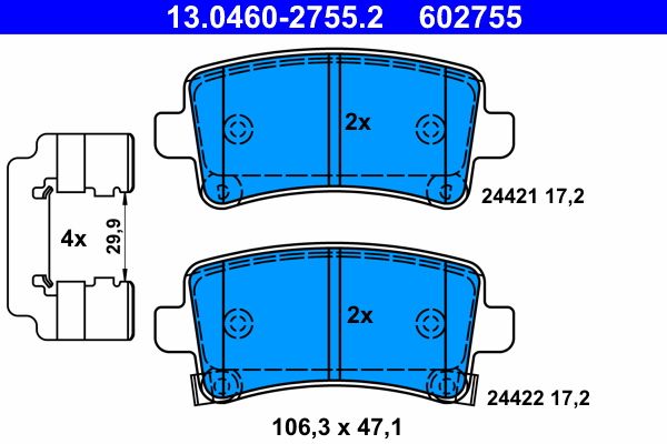 ATE 13.0460-2755.2 Brake Pad Set, disc brake