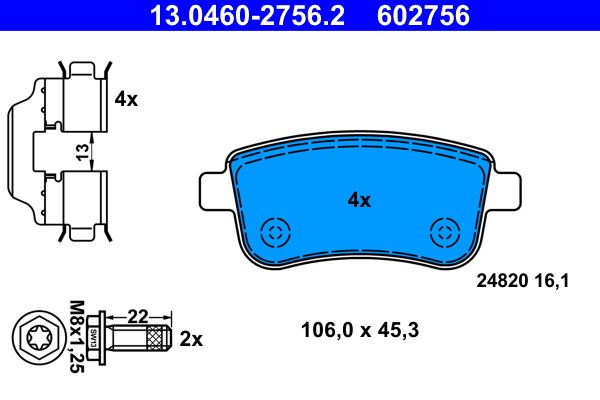 ATE 13.0460-2756.2 Brake Pad Set, disc brake