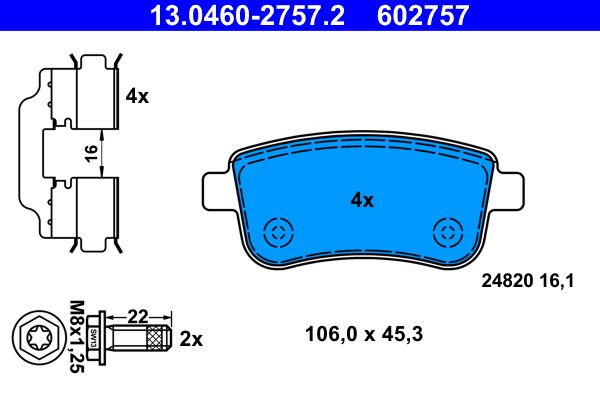 ATE 13.0460-2757.2 Brake Pad Set, disc brake