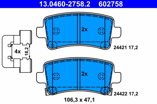 ATE 13.0460-2758.2 Brake Pad Set, disc brake