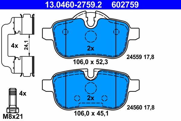 ATE 13.0460-2759.2 Brake Pad Set, disc brake