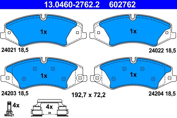 ATE 13.0460-2762.2 Brake Pad Set, disc brake