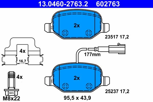 ATE 13.0460-2763.2 Brake Pad Set, disc brake