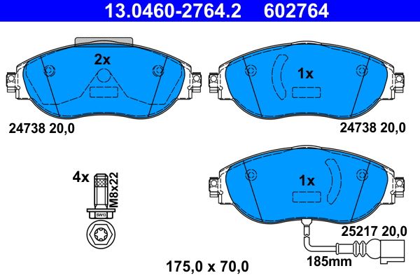 ATE 13.0460-2764.2 Brake Pad Set, disc brake
