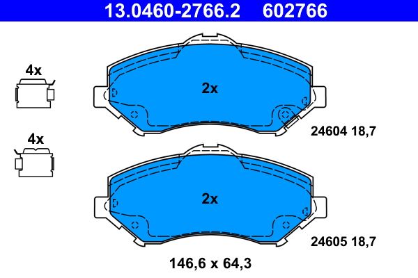 ATE 13.0460-2766.2 Brake Pad Set, disc brake