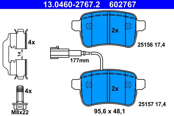 ATE 13.0460-2767.2 Brake Pad Set, disc brake