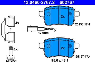 Brake Pad Set, disc brake ATE 13.0460-2767.2