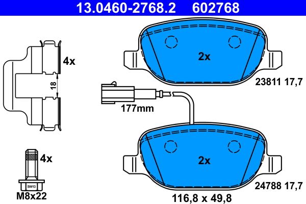 ATE 13.0460-2768.2 Brake Pad Set, disc brake