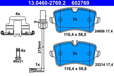 Brake Pad Set, disc brake ATE 13.0460-2769.2