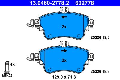 Brake Pad Set, disc brake ATE 13.0460-2778.2