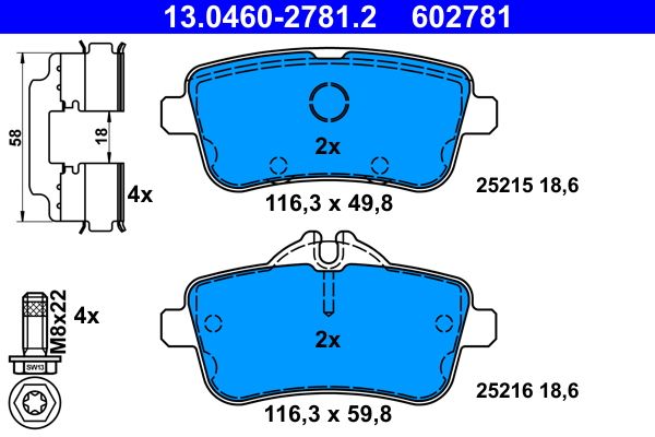 ATE 13.0460-2781.2 Brake Pad Set, disc brake