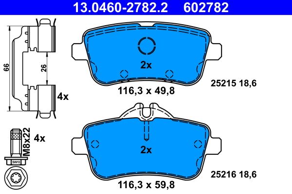 ATE 13.0460-2782.2 Brake Pad Set, disc brake