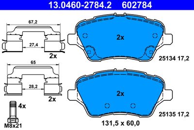 Brake Pad Set, disc brake ATE 13.0460-2784.2