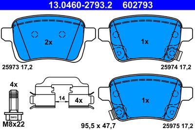Brake Pad Set, disc brake ATE 13.0460-2793.2