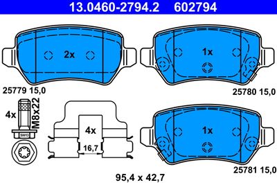 Brake Pad Set, disc brake ATE 13.0460-2794.2