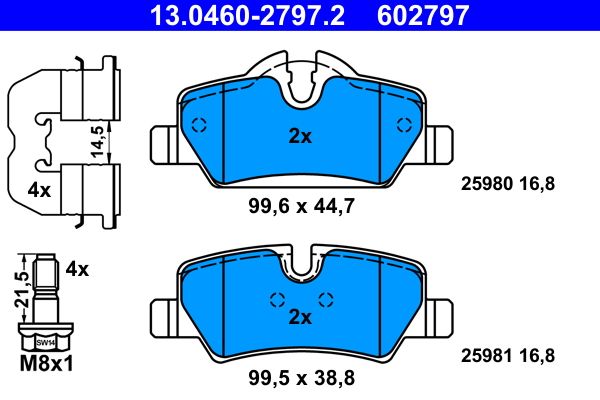 ATE 13.0460-2797.2 Brake Pad Set, disc brake