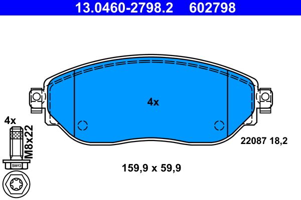 ATE 13.0460-2798.2 Brake Pad Set, disc brake