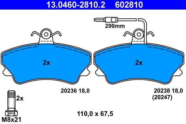 ATE 13.0460-2810.2 Brake Pad Set, disc brake