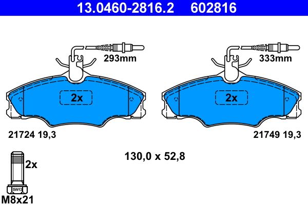 ATE 13.0460-2816.2 Brake Pad Set, disc brake