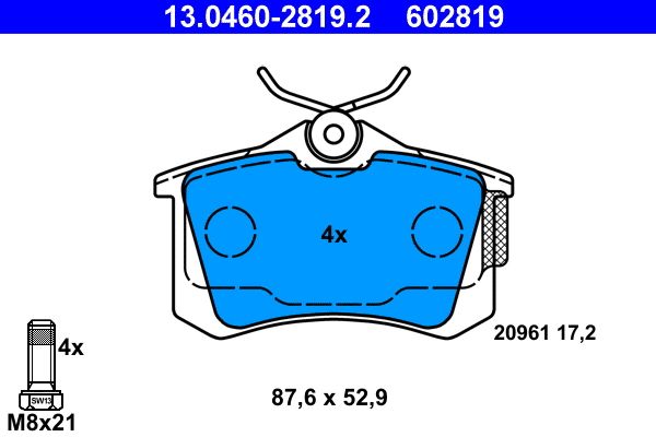 ATE 13.0460-2819.2 Brake Pad Set, disc brake