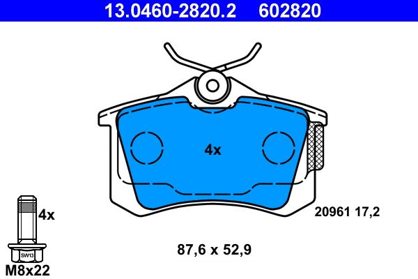 ATE 13.0460-2820.2 Brake Pad Set, disc brake