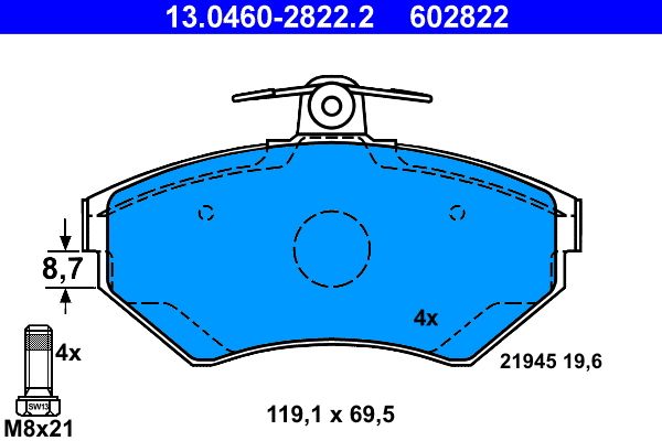 ATE 13.0460-2822.2 Brake Pad Set, disc brake