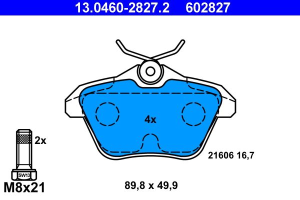 ATE 13.0460-2827.2 Brake Pad Set, disc brake