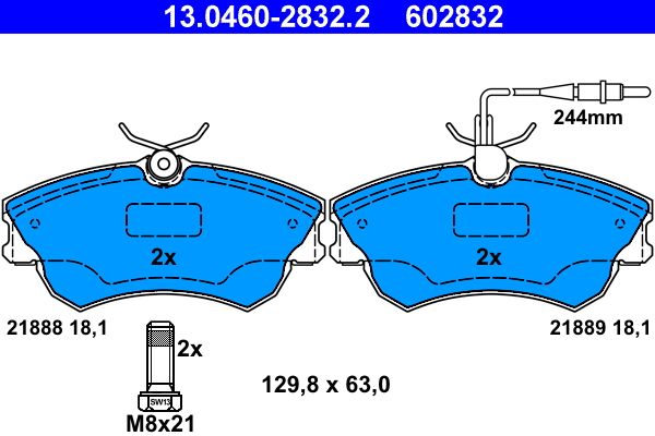 ATE 13.0460-2832.2 Brake Pad Set, disc brake