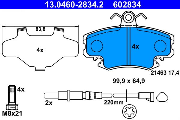 ATE 13.0460-2834.2 Brake Pad Set, disc brake