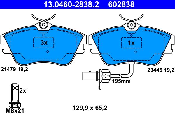 ATE 13.0460-2838.2 Brake Pad Set, disc brake