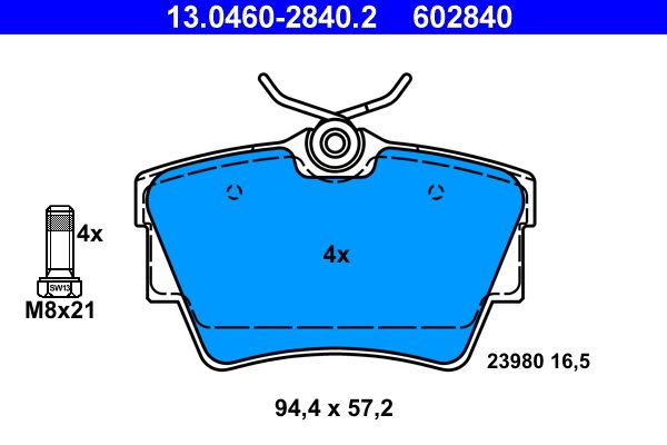 ATE 13.0460-2840.2 Brake Pad Set, disc brake