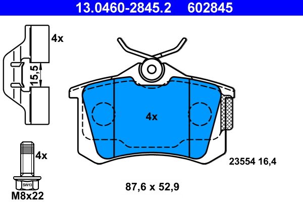 ATE 13.0460-2845.2 Brake Pad Set, disc brake